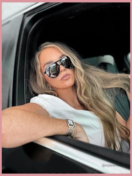 Oversized Aviator Sunglasses, UV400 Protection, Polarized Lenses main image 6